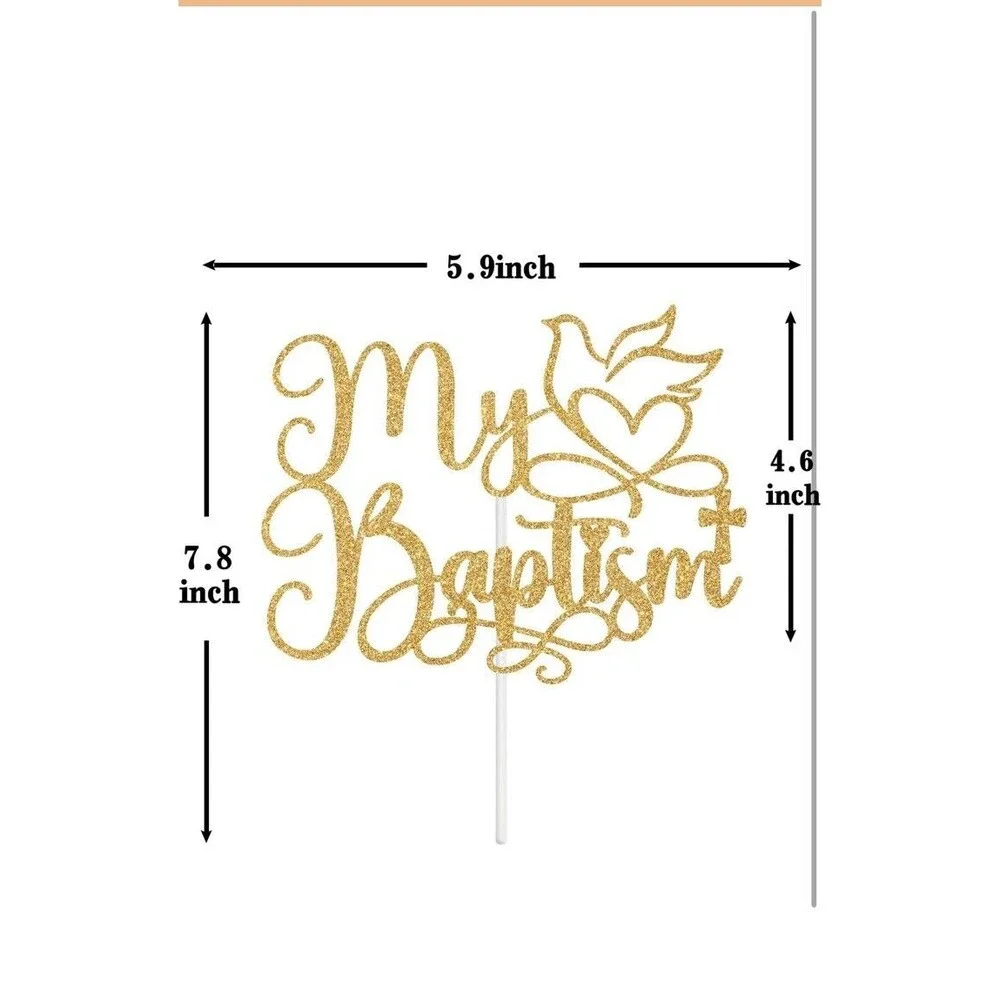 Gold Glitter  My Baptism Cake Topper